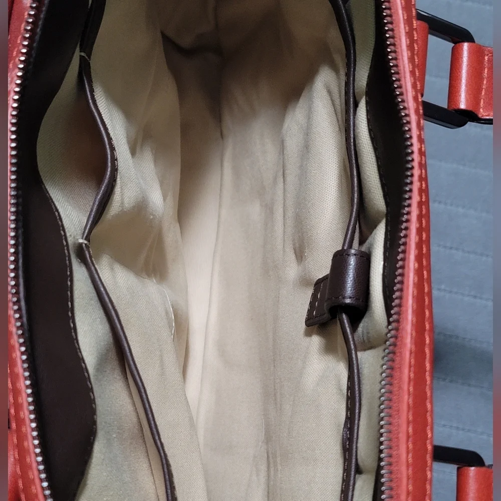 Longchamp Red/Orange Leather Laptop/Briefcase